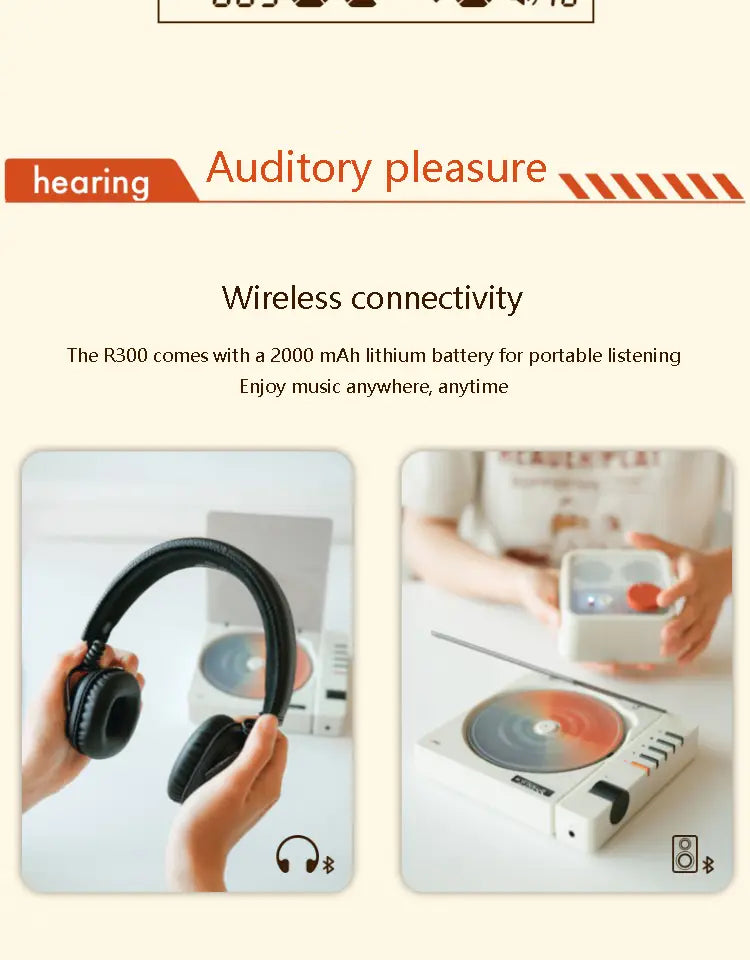 Audiophile Portable CD Player Stylish High Quality Wireless Bluetooth HIFI Album Player Rechargeable Optical Output Walkman
