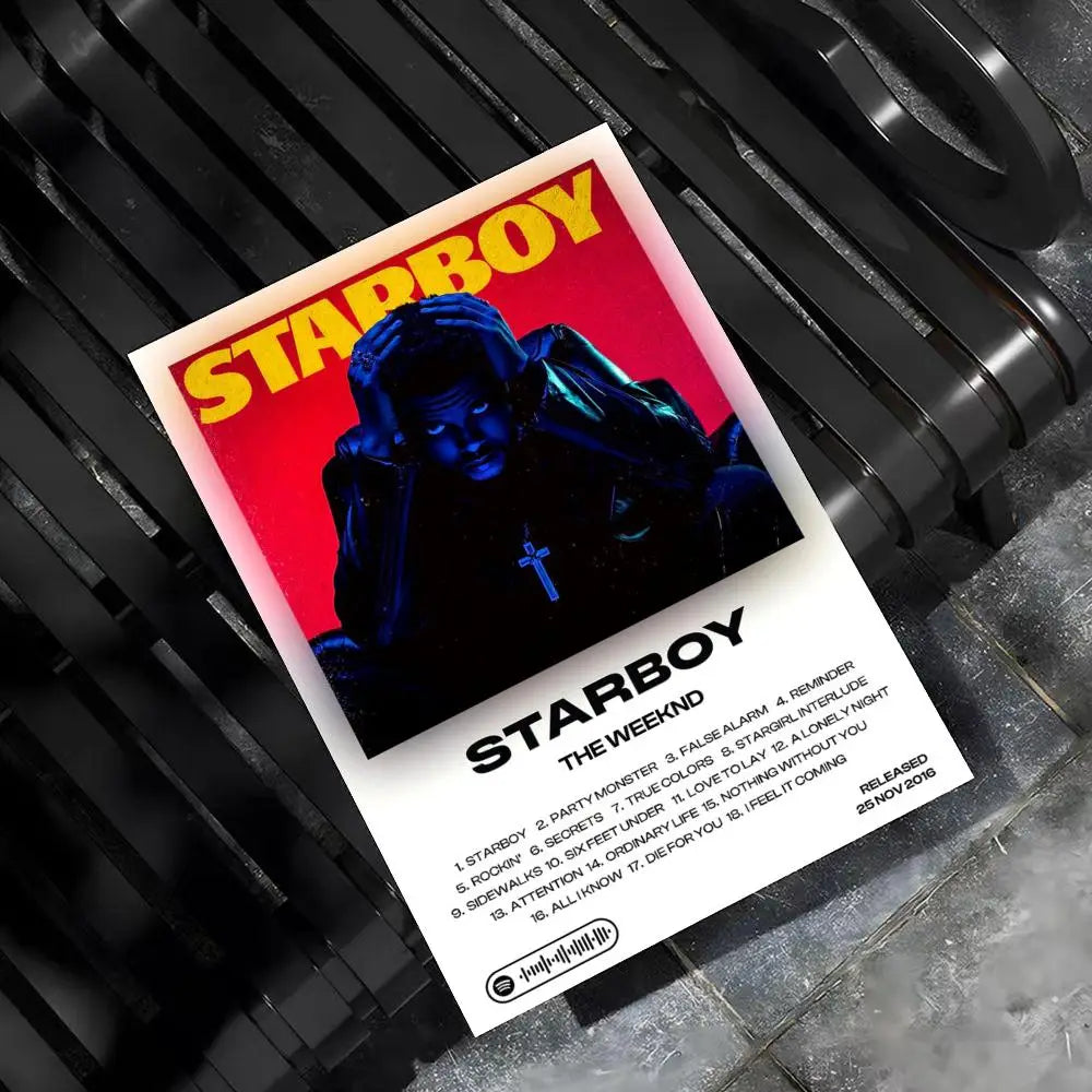 Music Album T-The Weeknd Hip Hop Poster Wall Art Poster Sticker for Living Room Bedroom Bar Home Decor Mural Painting Decoration