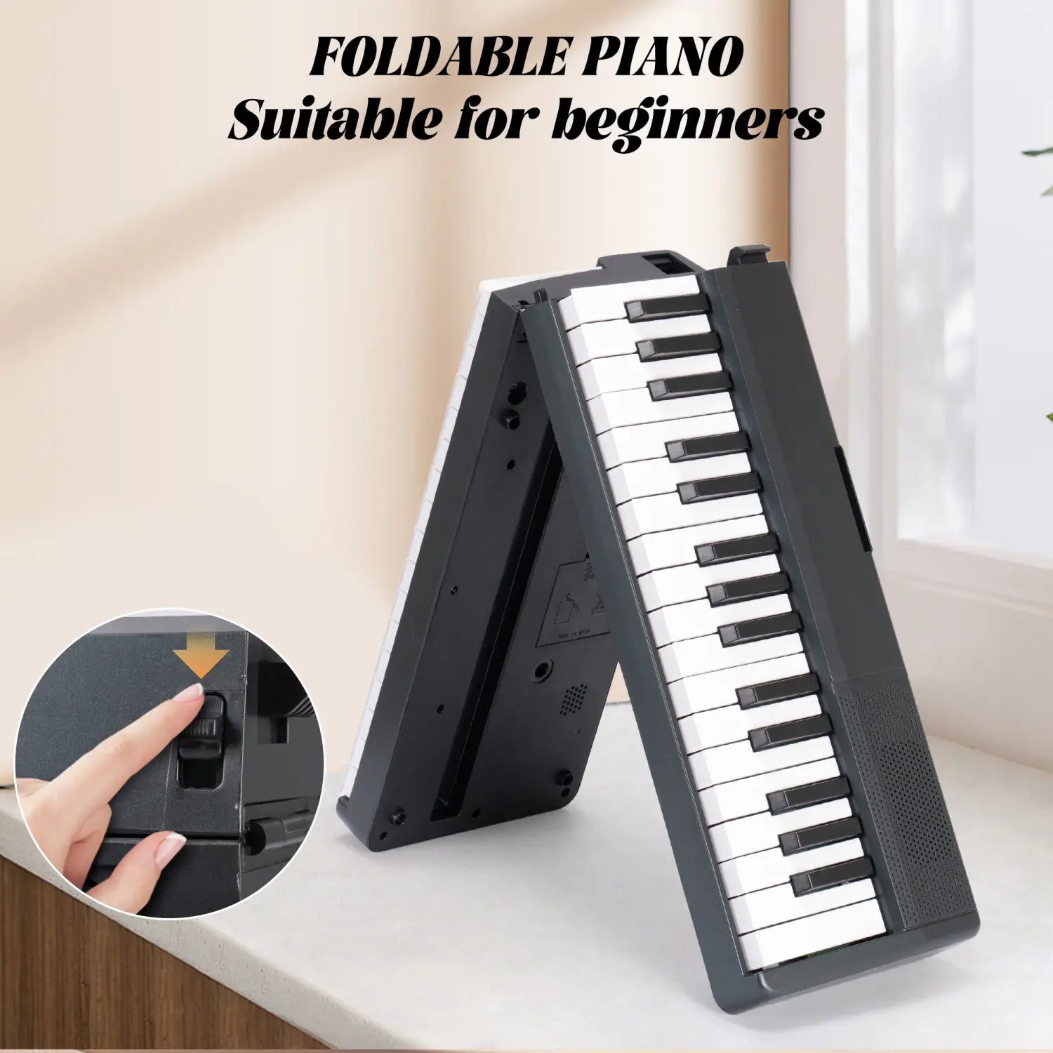 61 Keys Portable Keyboard Piano 1000 Tones 150 Demo Songs Folding Electronic Keyboard Piano Black