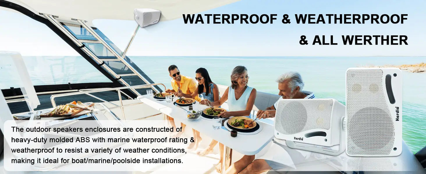 Herdio 3.5‘’ Outdoor Speakers Passive Wired Waterproof 200W 3 Way Premium Mountable Wall Mount Speakers With Superior Sound 2PCS