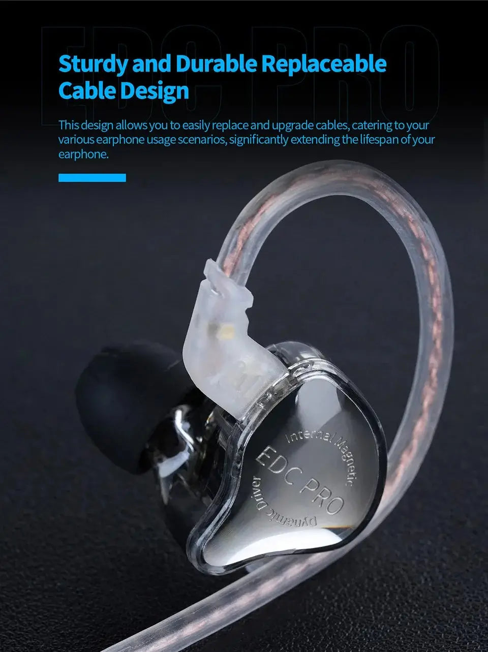 New KZ EDC PRO HIFI 3.5MM AUX Wired Earphone Dynamic High Performance Monitor In-Ear Earbuds Detachable Cable Harman EDXPRO Lite