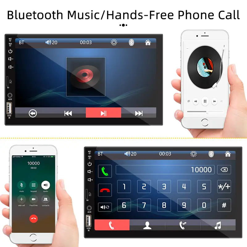 7“ Car Radio 1 Din MP5 Multimedia Player HD Touch Screen Universal Autoradio ISO Power Aux Input USB BT Mirror Link