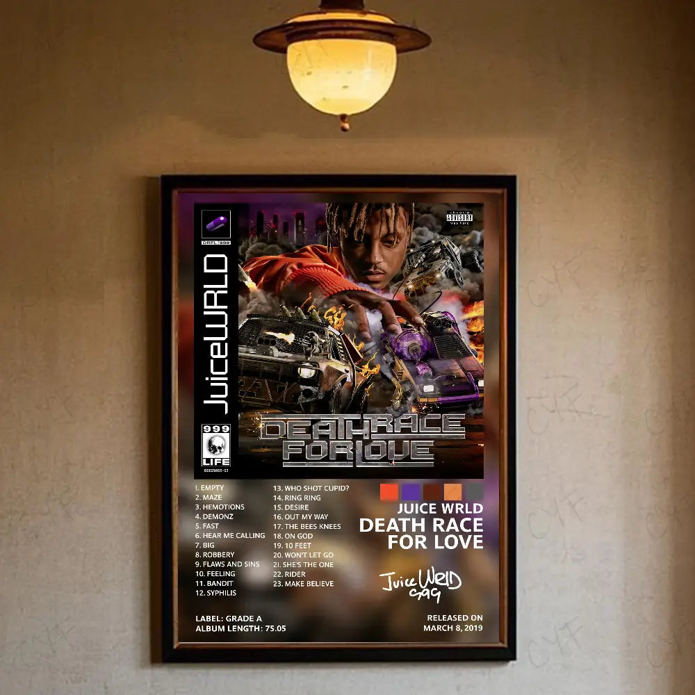 1PC Hip Hop Rapper J-Juice W-Wrld Music Poster Waterproof Wall Art Movie Posters For Bar Living Bedroom Retro Room Decor Gift