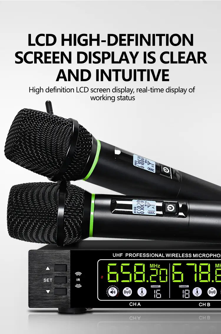 Professional wireless microphone 2 channels charging handheld home karaoke KTV performance singing microphone