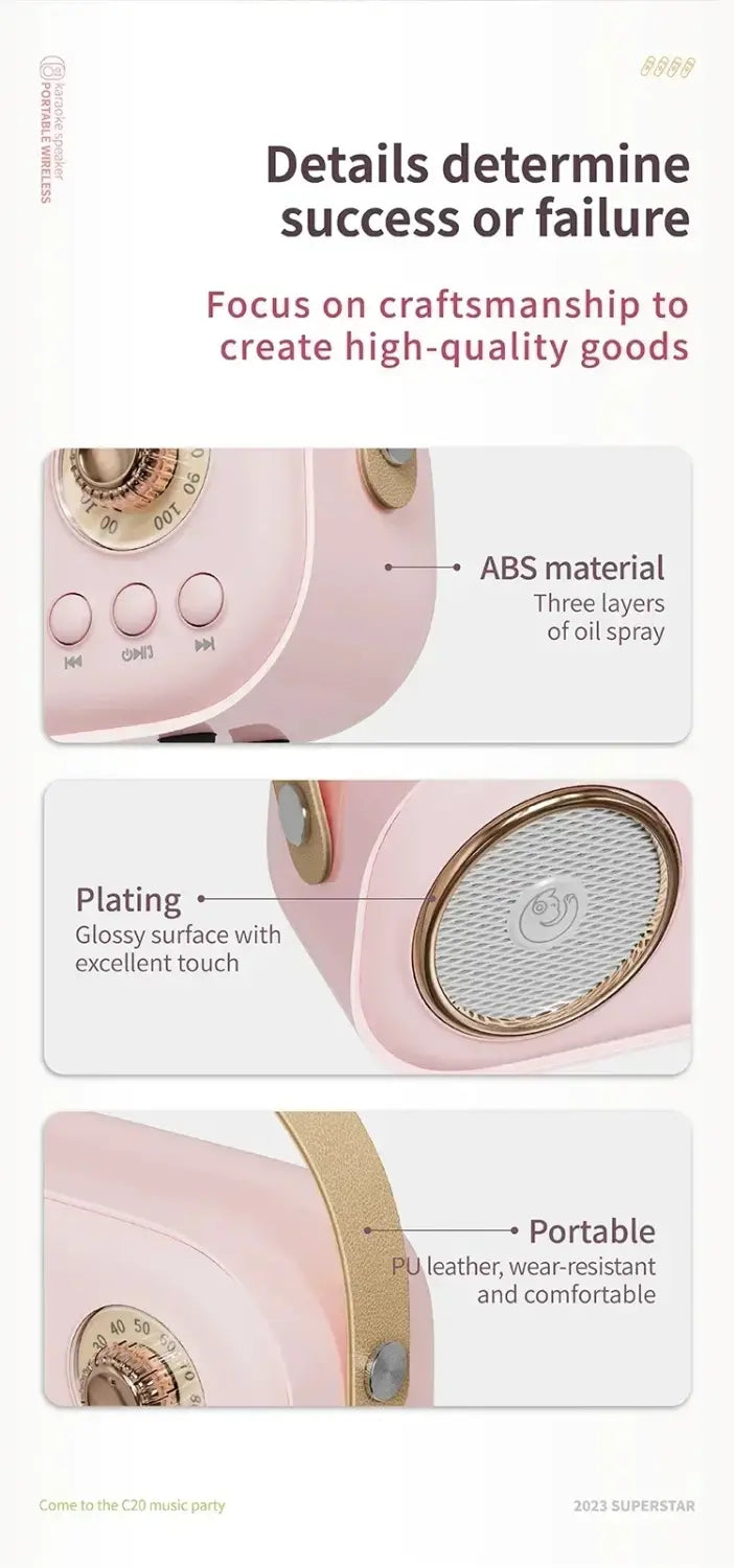 Karaoke Wireless Portable Bluetooth Speaker With Microphone Radio FM Machine Mini Music Sound Box Caixa De Som Small Mp3 Column