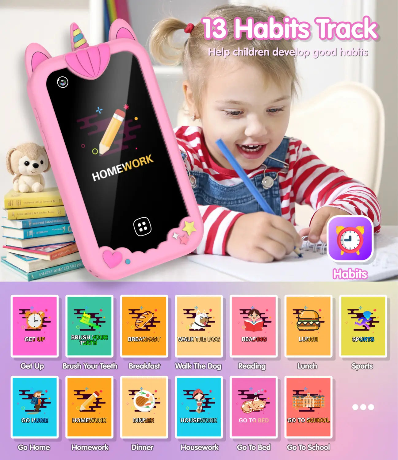Kids Smart Phone for Girls Boys Kids Cell Phone Toys Dual Camera Music Player 17 Games Toddler Learning Phone For Birthday Gifts