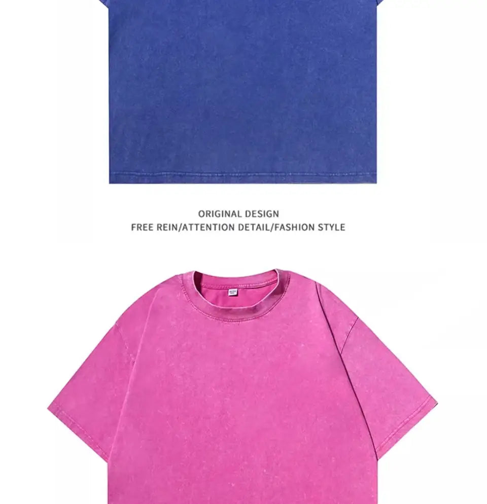 Hip Hop t shirt Men fashion Cotton Harajuku Multicolors Oversized Washed T-shirt women Unisex Summer Retro Short Sleeve Tee top