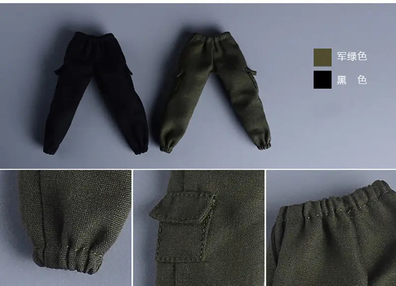 1/12 Male Hip Hop Casual Fashion Loose Street Cargo Pants Trousers With Pockets Half Zipper Pullover For 6’’ Action Figure Body