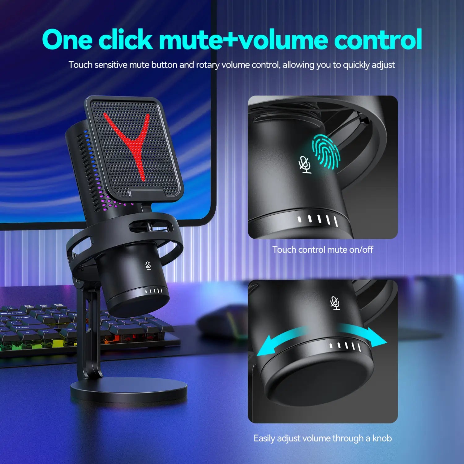 Computer Professional Gaming Condenser Microphone Karaoke Mic PC Laptop USB Wired Live Streaming Podcast Studio Mike Kit Gamer