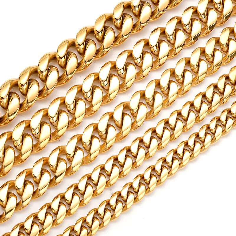 12/14/18/20/22mm Big Heavy Solid Stainless Steel Cuban Miami Link Chain Necklaces for Men Hip Hop Bling Iced out Rapper Jewelry