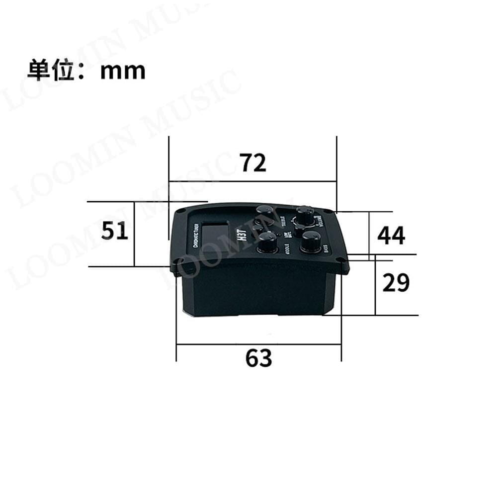 3 Bands Guitar Pickup Folk Guitar Preamp EQ with Tuner for Acoustic Guitar
