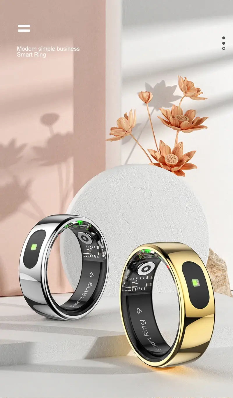 Smart Ring Health and Sleep Tracker Heart Rate Blood Oxygen Monitor Body Temperature Music/Video/Camera Control 5ATM Waterproof
