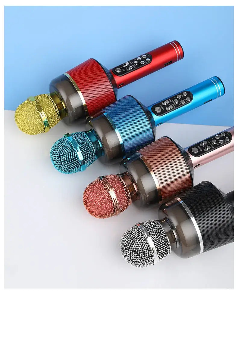 Wireless Bluetooth Karaoke Microphone 5-in-1 Portable Handheld Mic Speaker with Dynamic Lights Karaoke Microphone for Adults