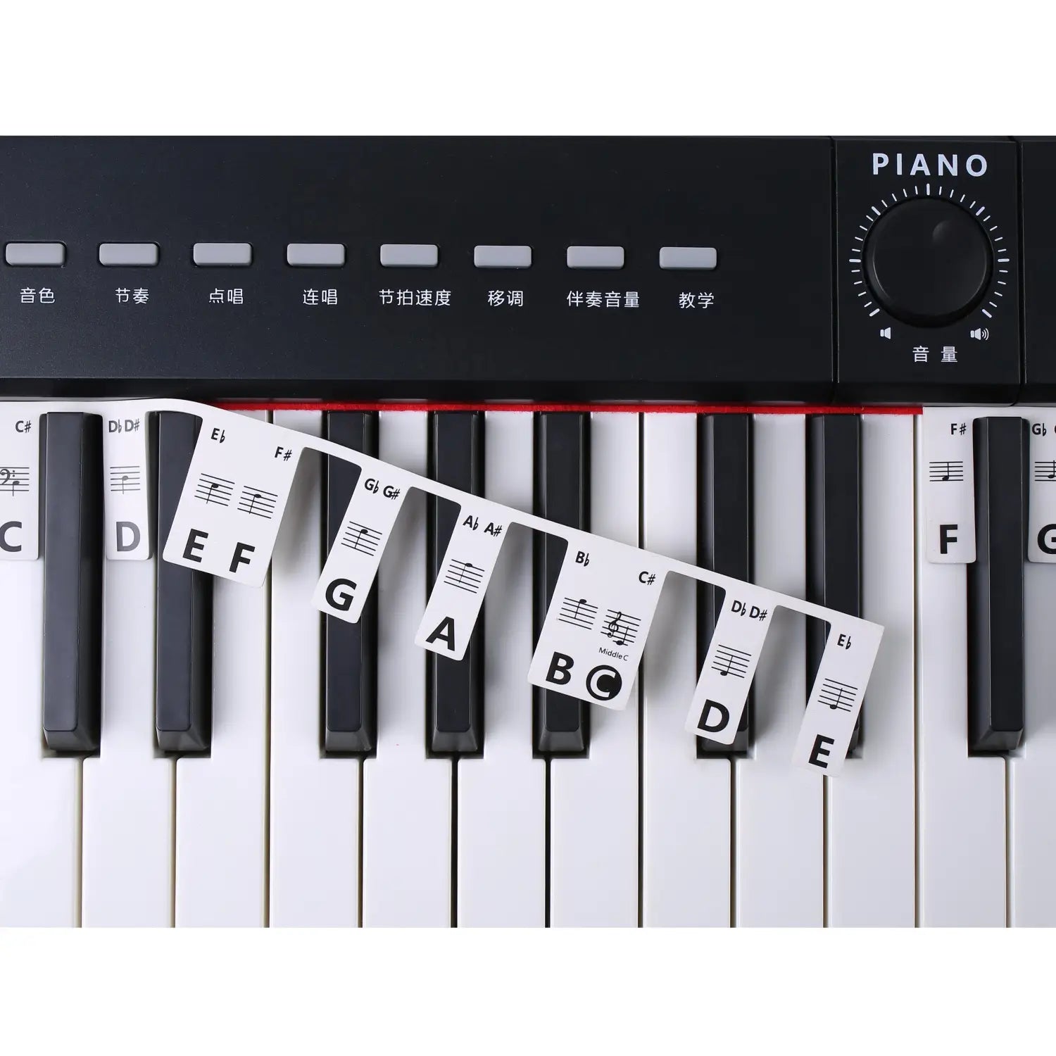 61 88 Keys Piano Keyboard Note Labels Marker Free Paste Overlay Silicone Strips Piano Guide for Beginners Kids Practice Sticker