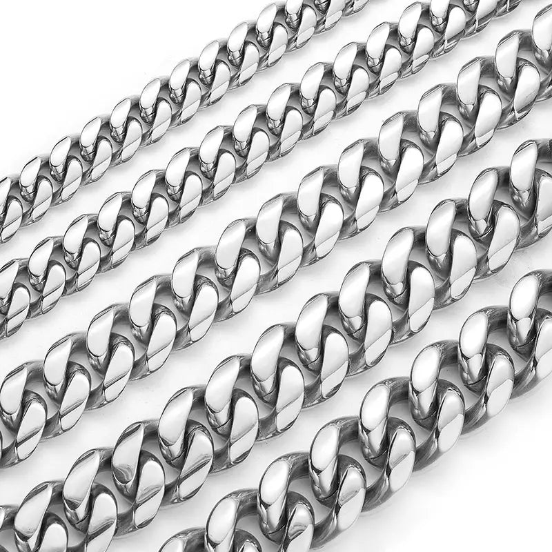 12/14/18/20/22mm Big Heavy Solid Stainless Steel Cuban Miami Link Chain Necklaces for Men Hip Hop Bling Iced out Rapper Jewelry