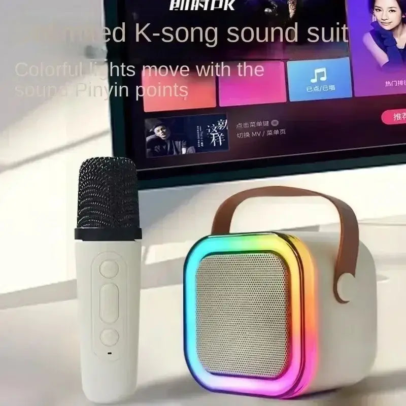 K12 Karaoke Machine With 2 Wireless Microphones,Portable Wireless RGB Lights Gift Speaker Set,Home Karaoke For Party Birthday