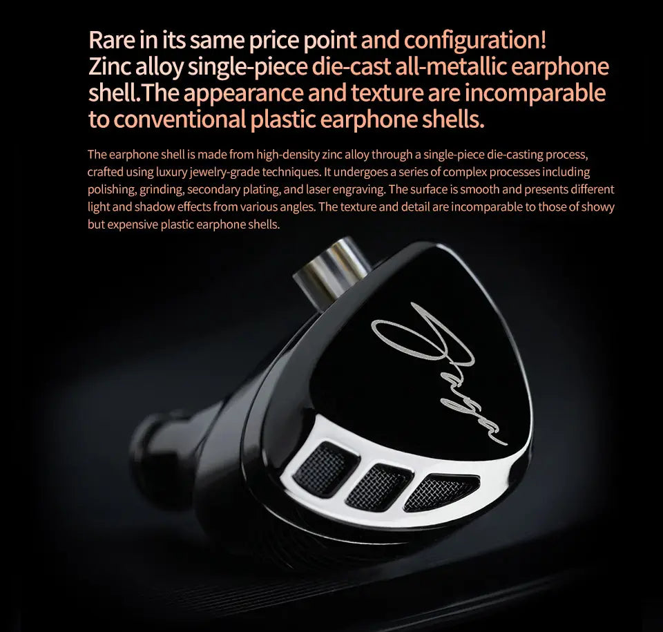 KZ Saga In Ear Earphones Two Different Tuning Music Headphones HiFi Stereo Bass Earbuds Sport Gaming Headset 2PINS Cable
