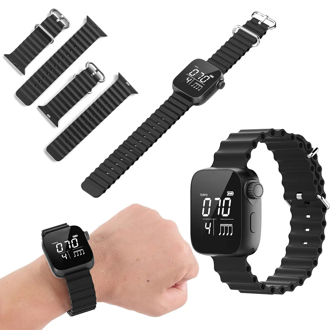 Wearable Vibrating Metronome Watch Adjustable Strap for Running Music Practice Guitar Drums Violin Piano Cello