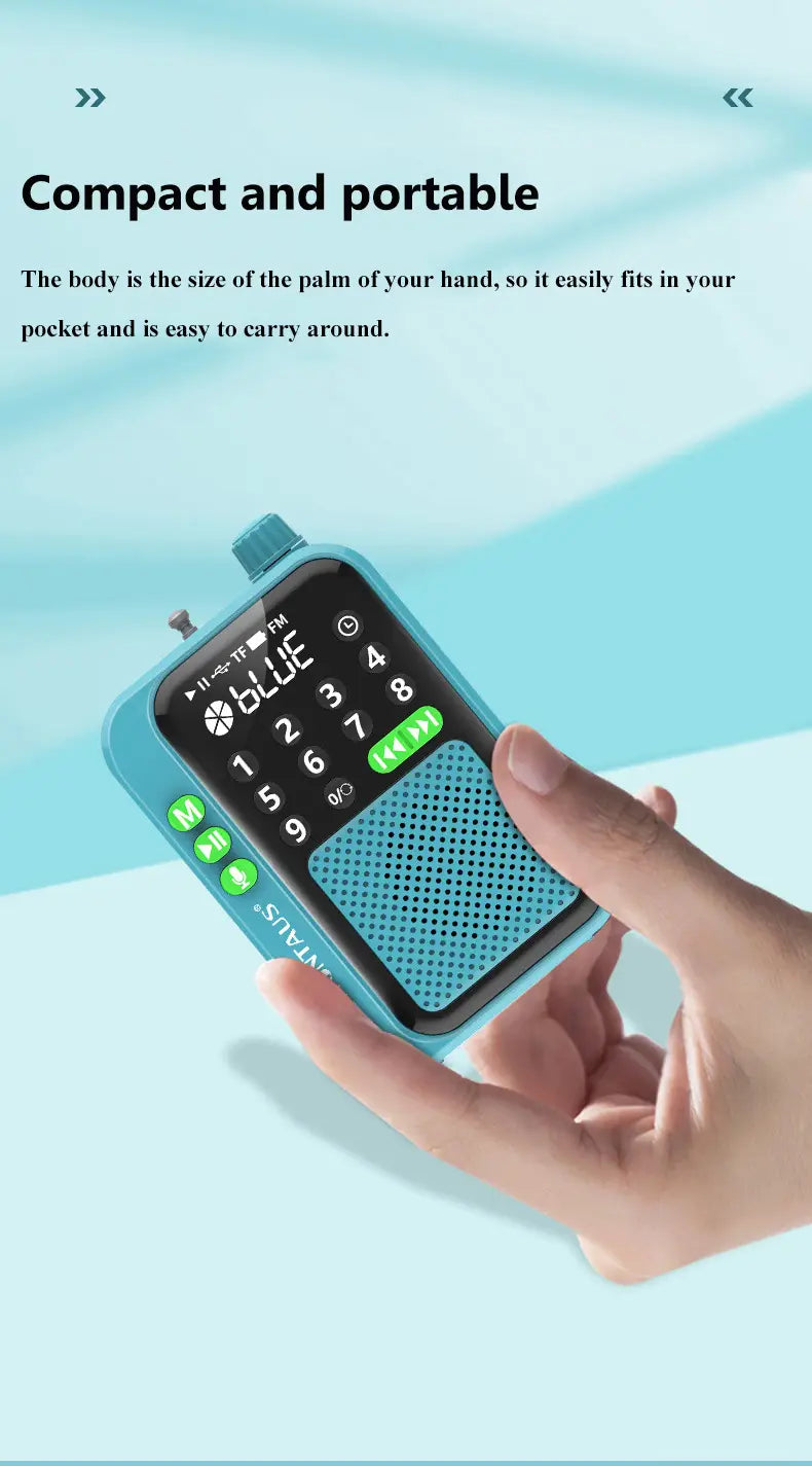 Mini Portable FM Radio Best Reception Radios 5W Wireless Bluetooth Speaker TF Card U Disk Music MP3 Player Support HD Rcording