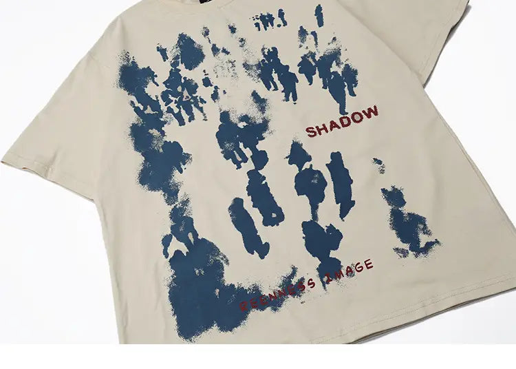 2026 Men Hip Hop T-Shirt Streetwear Shadow Letter Printed T Shirt Summer Short Sleeve Tshirt Harajuku Cotton Casual Tops Tees