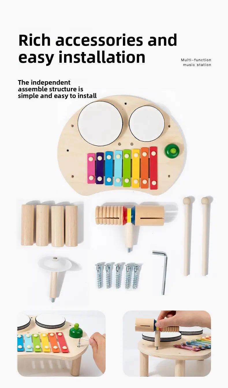 Multi-function Baby Music Table Toys Wooden Musical Instrument Toys for Kids 2 To 4 Years Old Montessori Early Educational Toys