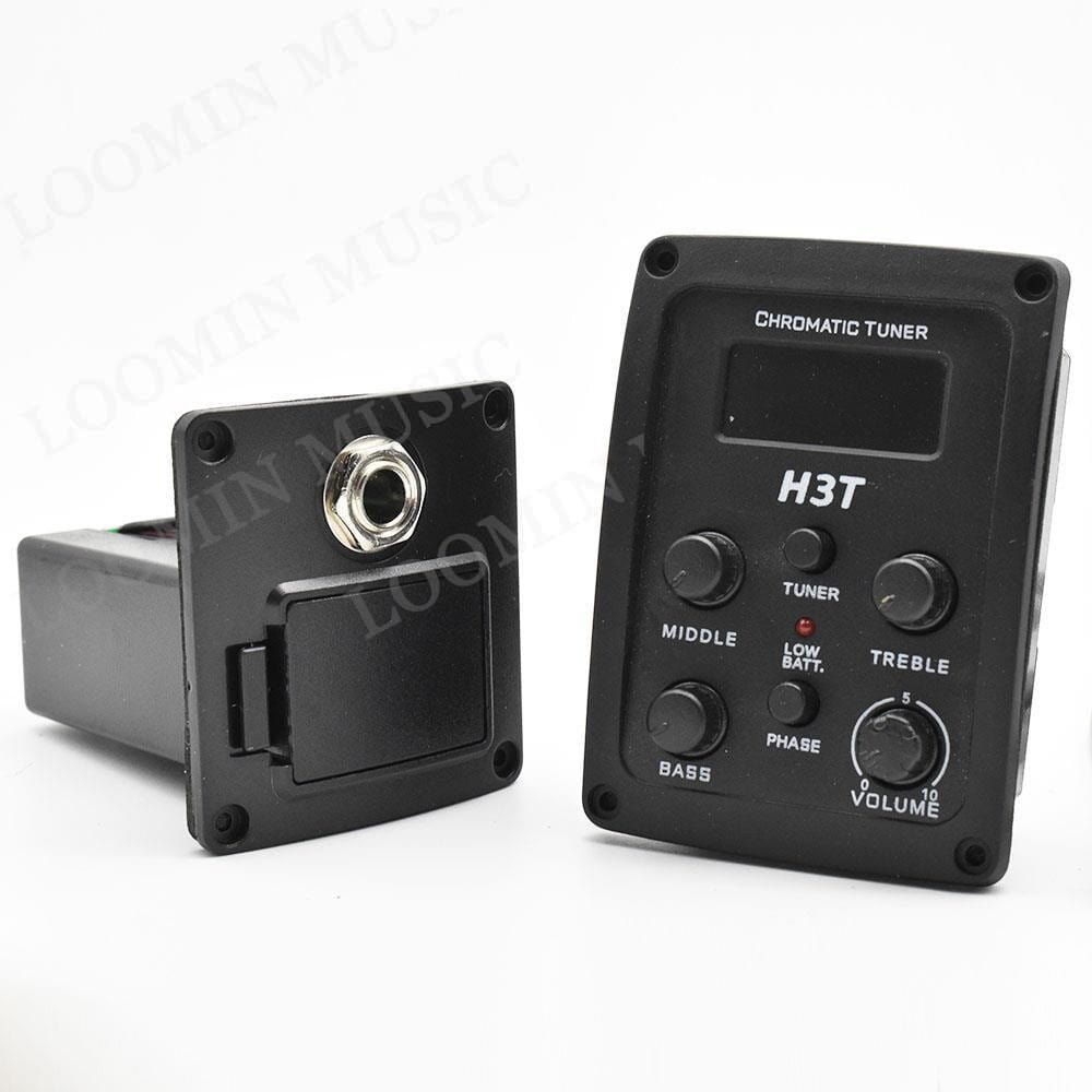 3 Bands Guitar Pickup Folk Guitar Preamp EQ with Tuner for Acoustic Guitar