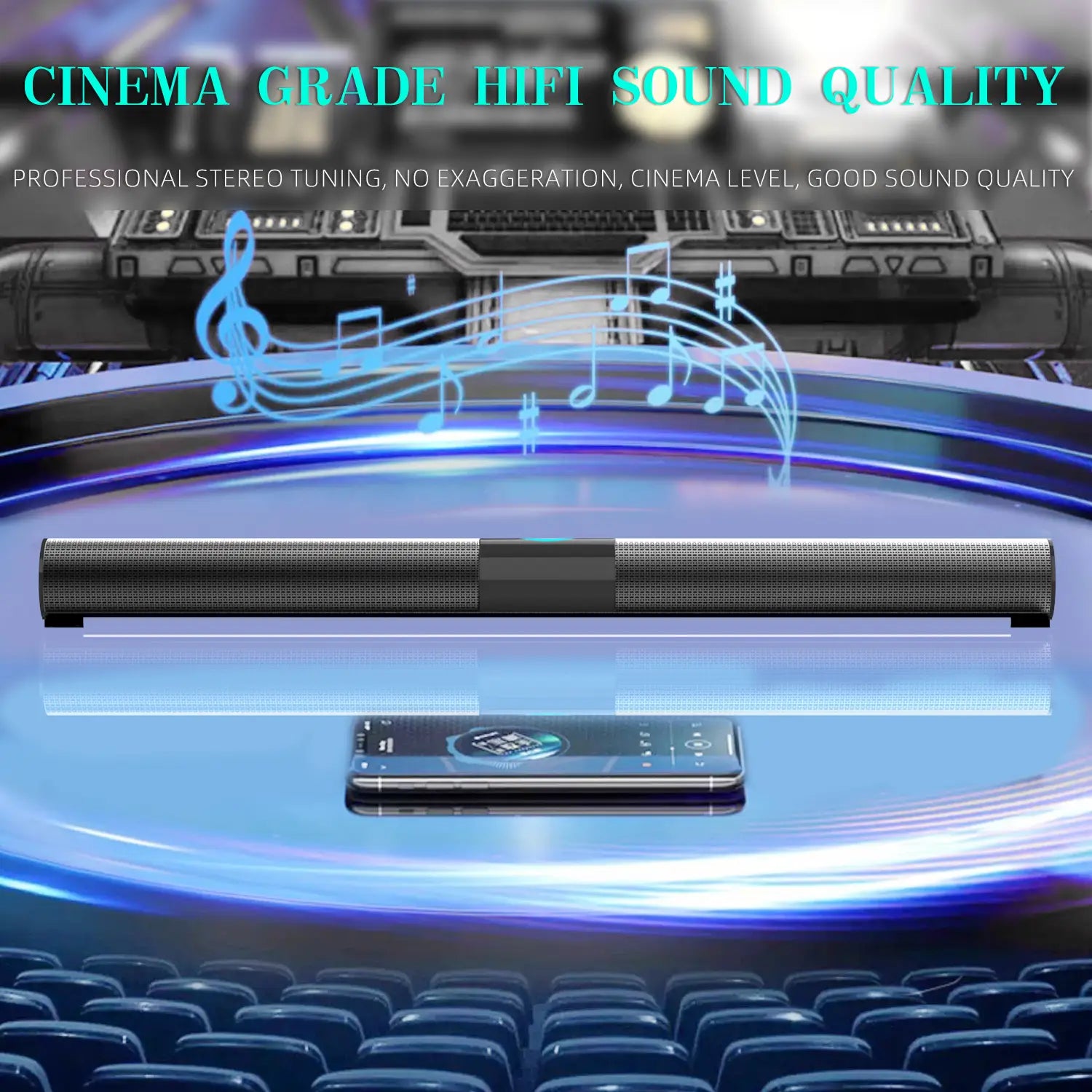 HOMEFISH BS-20 RGB Ambient Light Bluetooth Speaker 6 EQ Sound Effects 4 Speakers Supports TF USB AUX RCA Bluetooth FM
