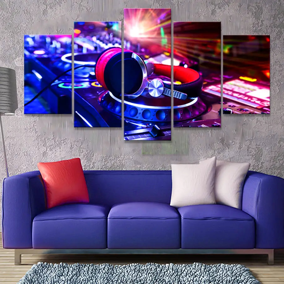 Unframe 5 Piece Canvas Art Music Dance Hall The Bar Wall DJ Night Club of Mural Bar Production Wholesale Canvas Print Poster