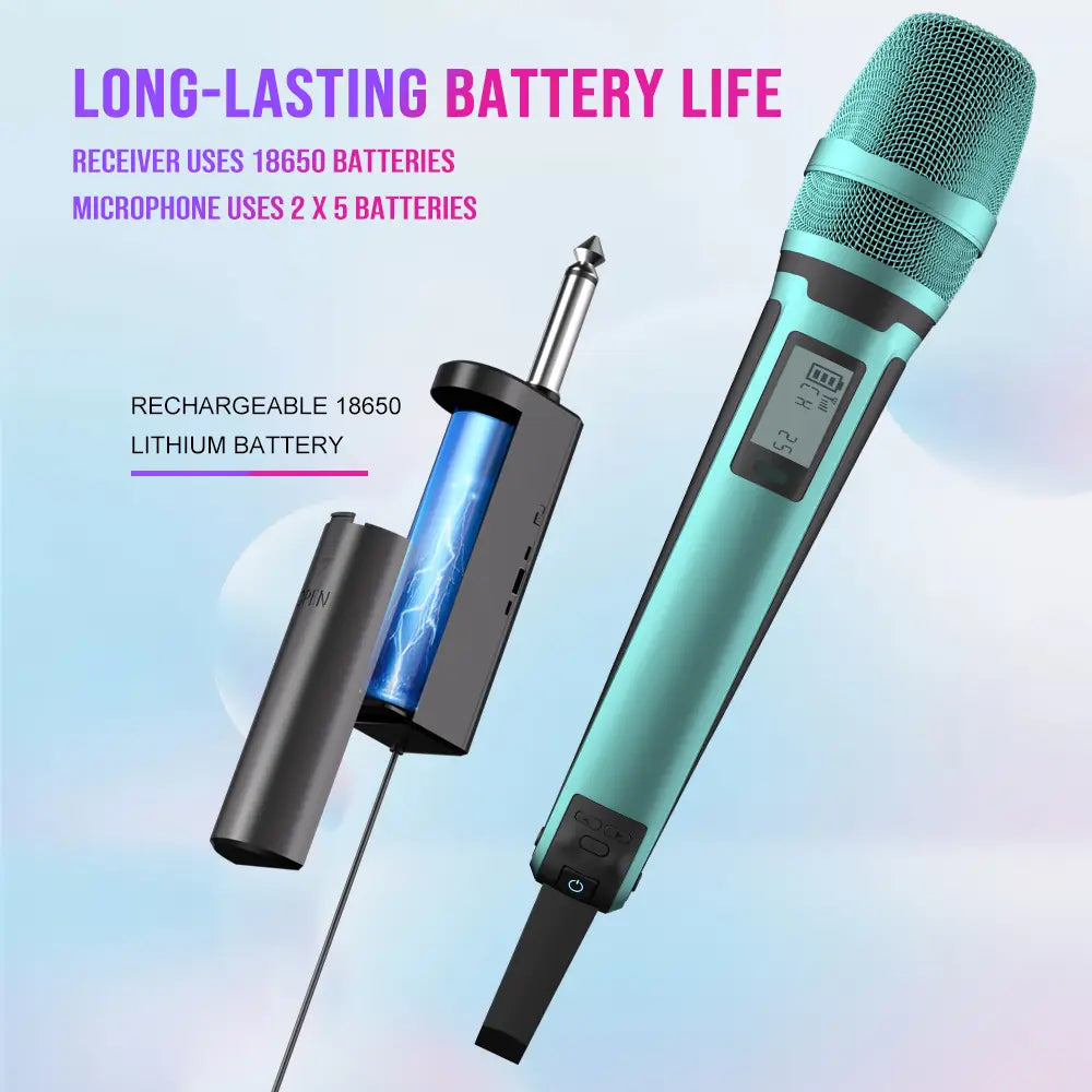 Karaoke Microphone G-MARK SKM9000 2 Channels Wireless Mic UHF Frequency For Teaching Wedding