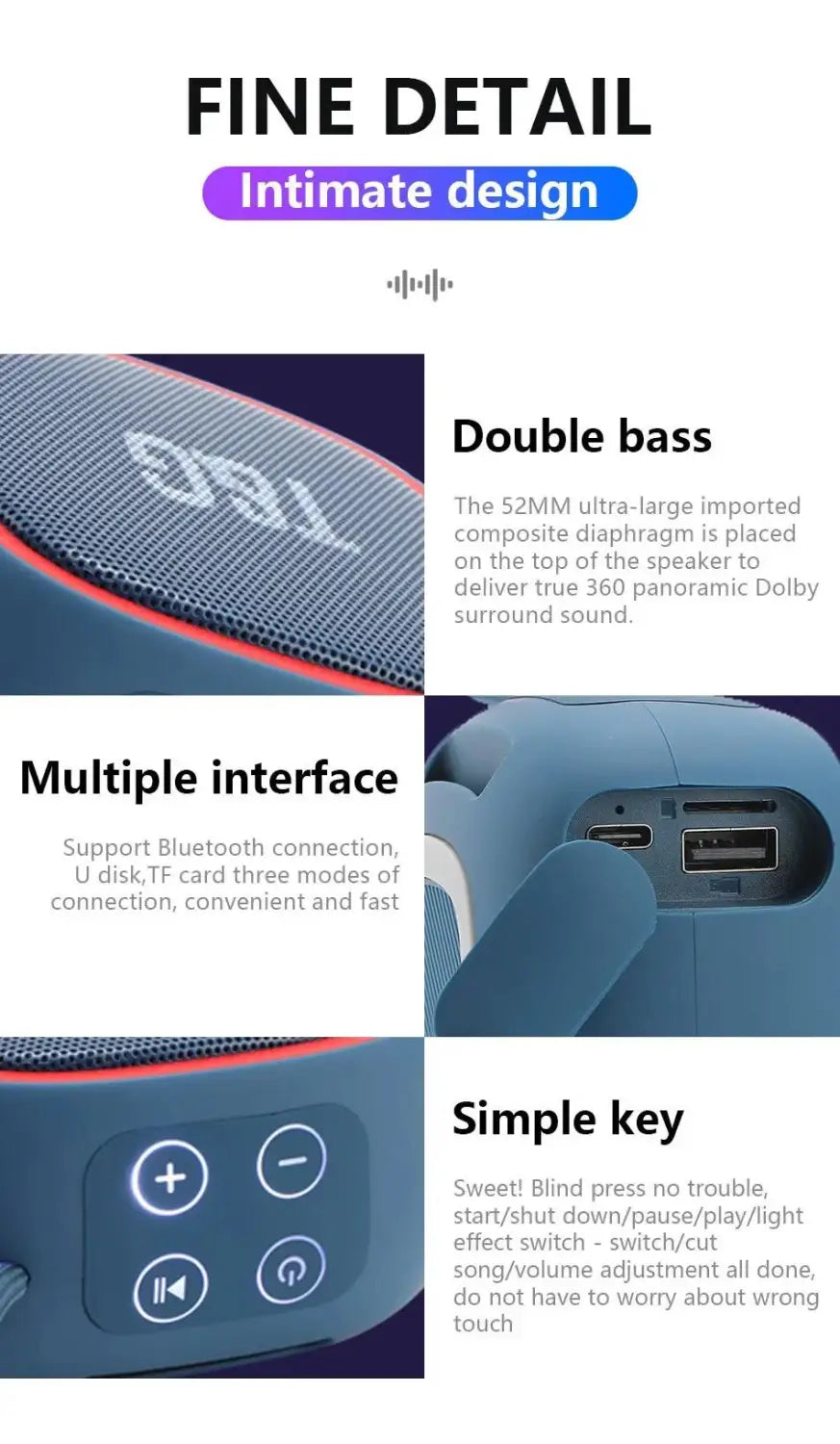 Portable Bluetooth Speaker Radio FM Mini Wireless Waterproof Subwoofer Sound Box Music Caixa De Som Small Woofer Column Bass Mp3