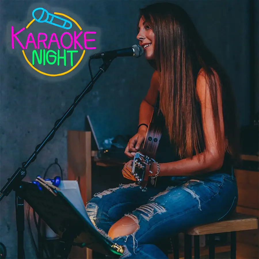 Karaoke Party Neon Sign For Wall Decor,Led Neon Light For Music Studio Decor,Man Cave,Game Room,Party,Bar,Club,Gift For Friends