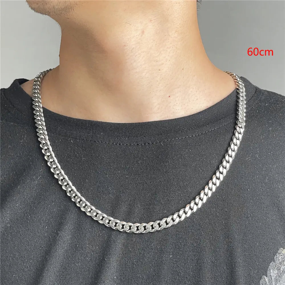 1 PCs Hip Hop Stainless Steel Men And Women With The Same Trend Overbearing Cuban Chain Party Chain Necklace