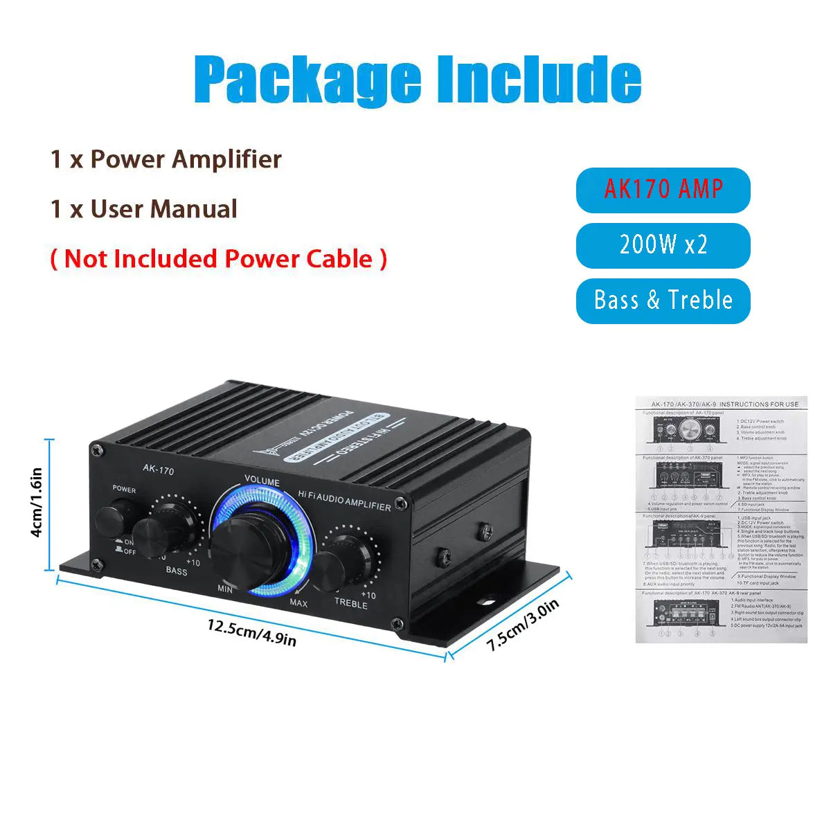 AK35 800W Home Power Amplifiers 2 Channel Bluetooth 5.0 Surround Sound FM USB Remote Control Mini HIFI Digital Amplifier Stereo