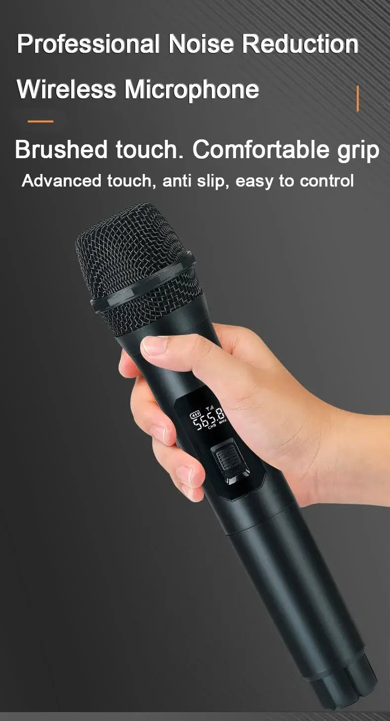 Professional VHF Wireless Microphone System 4 Channel Handheld Karaoke Microphone for Home Party Church Event PA TV Speaker