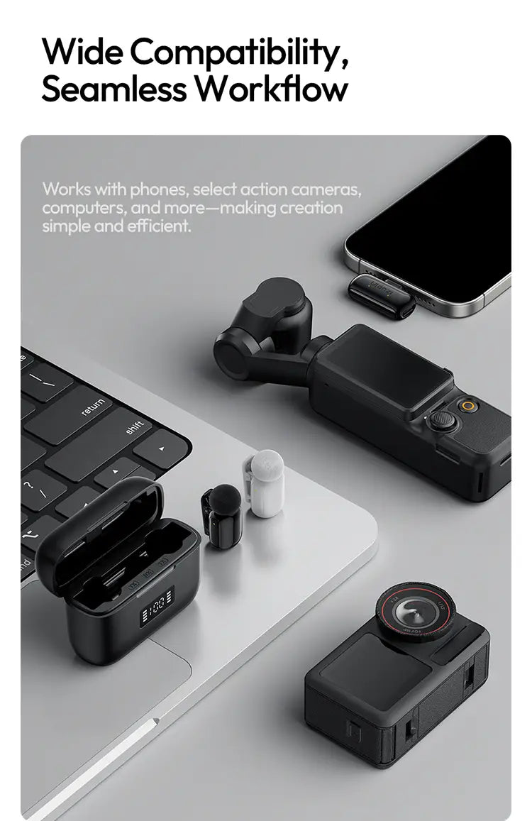 Ulanzi J12 Wireless Lavalier Microphone Audio Video Recording Mini Mic Plug Play For Smartphone Android iPhone Live Broadcast