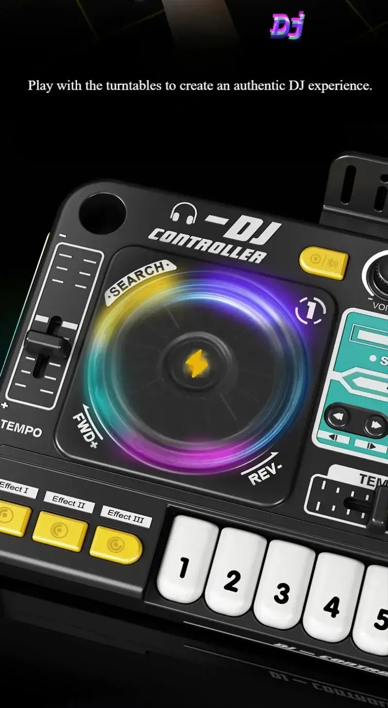 Kids Simulation DJ Mixer Controller Toys Multifunctional Music Effects Electronic Learning Game Birthday Gift for Children DJ