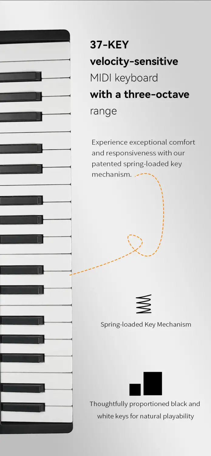 M-VAVE SMK-37 PRO Keyboard w/16 RGB Pads,8 Knobs & Wireless Bluetooth|Velocity-Sensitive Keys,Synth Engine/Music Production