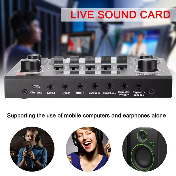 V9 Sound Card Sets Pro USB Microphone Webcast Live 12 Electric Sounds Broadcast Phone Computer audio interface Studio Recording