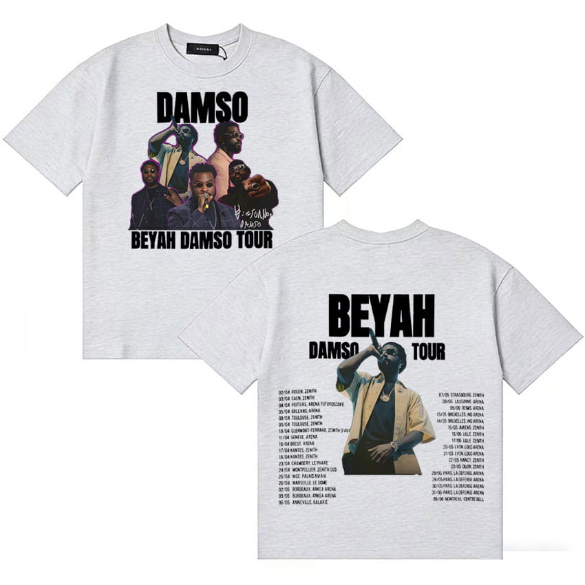 Summer Singer Damso 2026 Fashion T Shirt Men Women Hip-Hop French Rapper High Quality Streetwear Double Sided Tops Y2k Teenagers