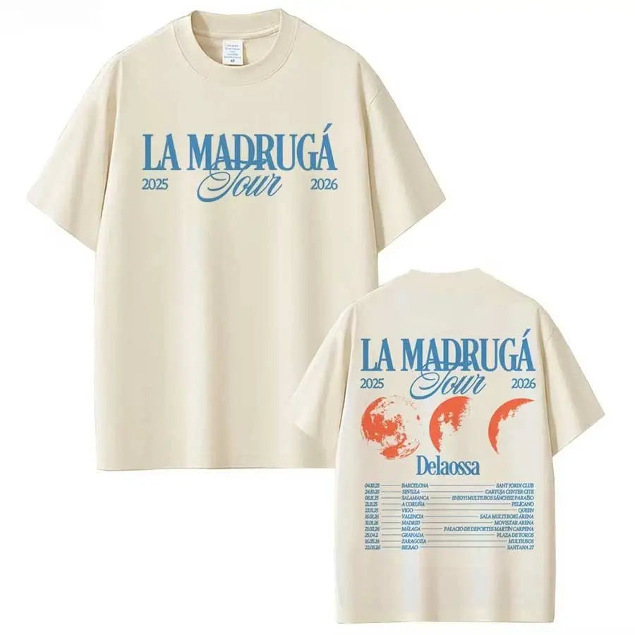 Rapper Delaossa La Madruga Tour 2026 T Shirt for Men Women Hip Hop Streetwear Pop Music Tops Summer Cotton T-Shirt