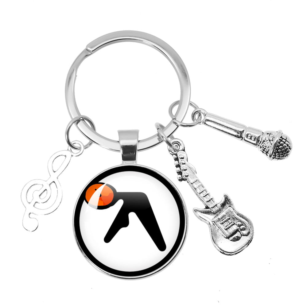 Hip-Hop Aphex Twin Logo Music Themed Keychain Jewelry Backpack Accessories Souvenir Pendant Key Ring Fans Gift