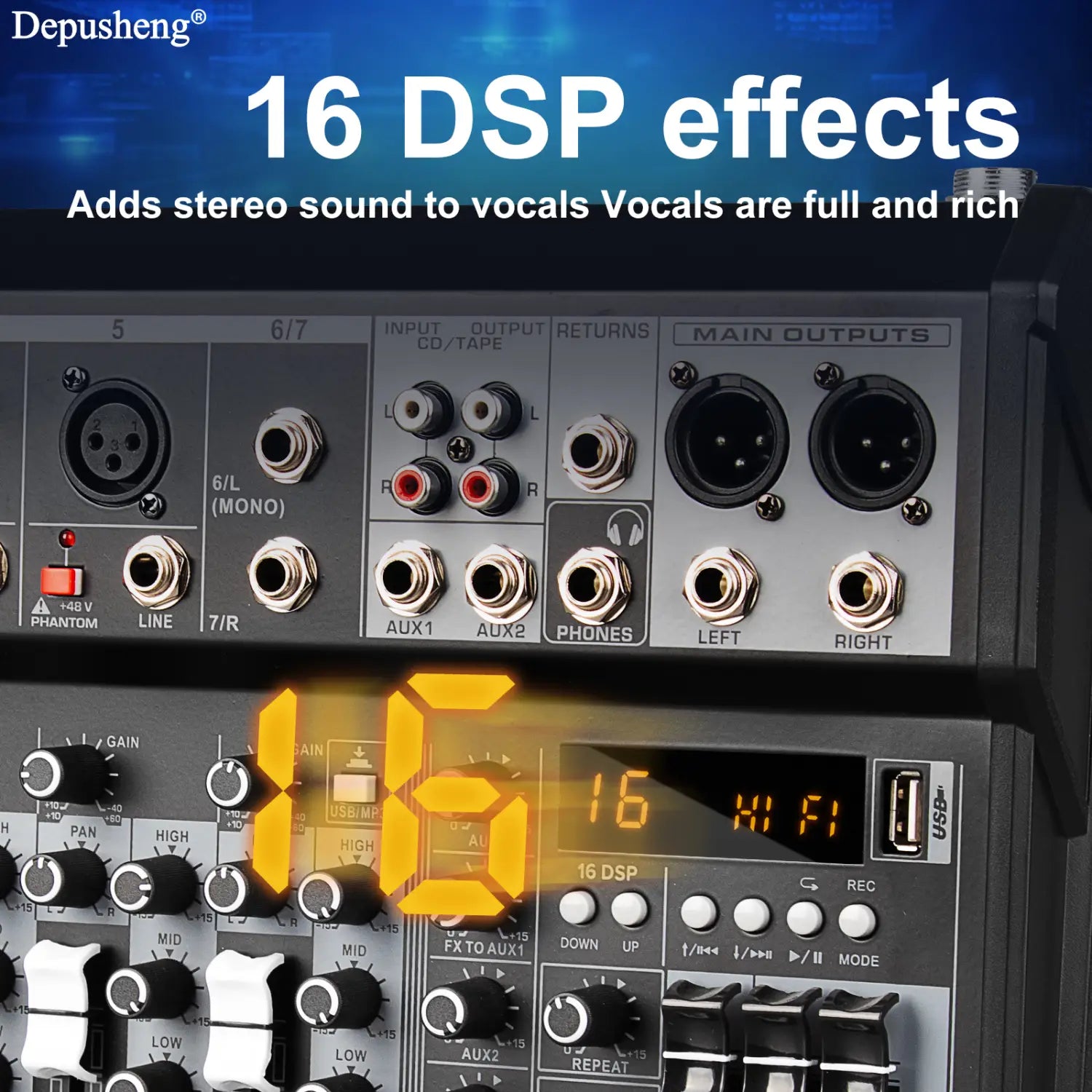 Audio Mixing Console Mixer Professional Audio 7 Channel Sound Mixer For Live Streaming DJ Audio Equipment