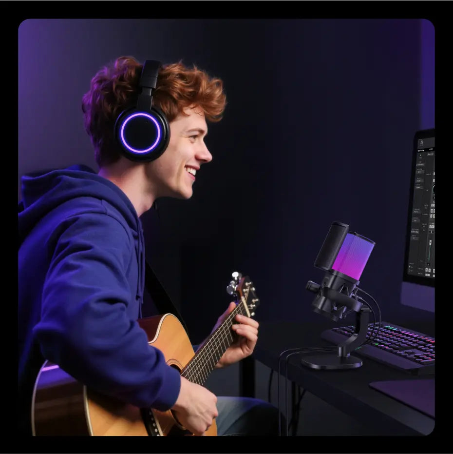 UGREEN USB Microphone with Touch Mute Button and RGB Lighting Suitable for PC Mac Gaming Karaoke Recording Streaming Podcasting