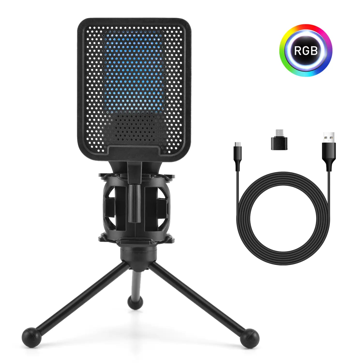 Computer Professional Gaming Condenser Microphone Karaoke Mic PC Laptop USB Wired Live Streaming Podcast Studio Mike Kit Gamer