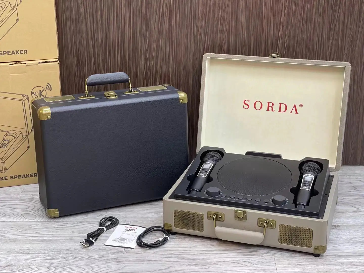Retro High-quality Bluetooth Speaker Wireless Portable Home Theater KTV Outdoor Suitcase Karaoke Microphone Speakers SD2109