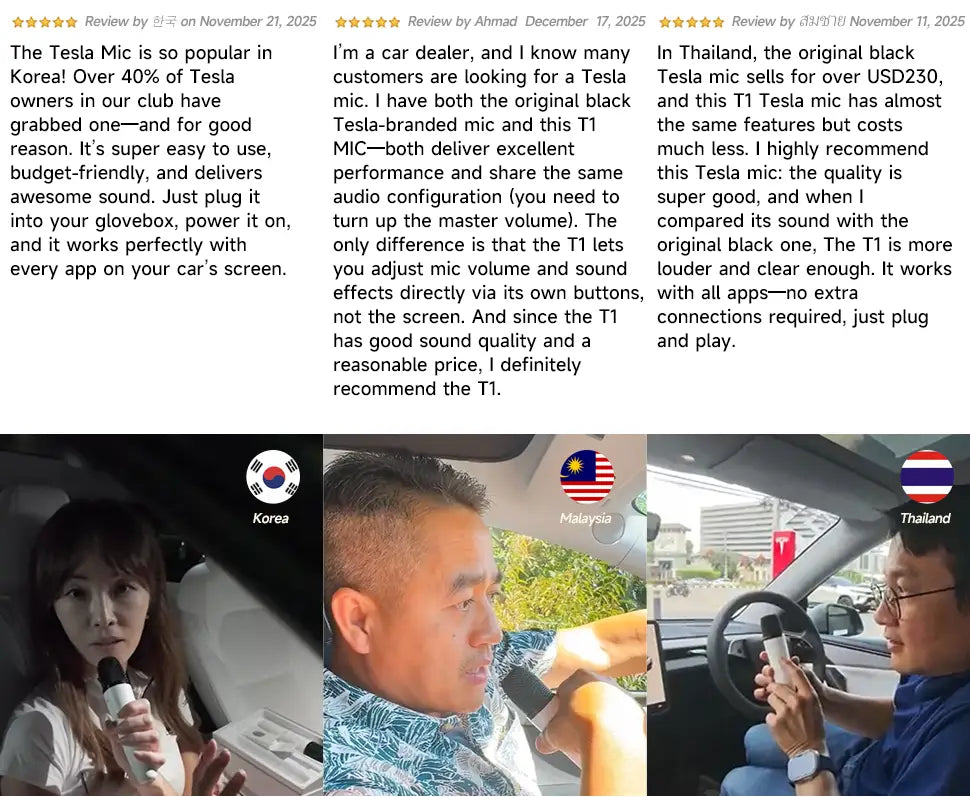 T1-테슬라 Car Karaoke Microphone 테슬라 Rechargeable Caraoke Mic with USB-A & USB-C Receiver Plug to Use，No Need Pair