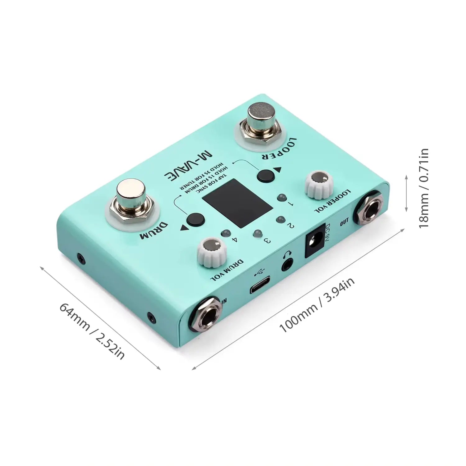 M-vave Lost Tempo Drum Machines & Looper Pedal - 4-Mode Tuner/Drum 30 Presets 11 Mins Recoding Time,for Guitar/Bass Effects