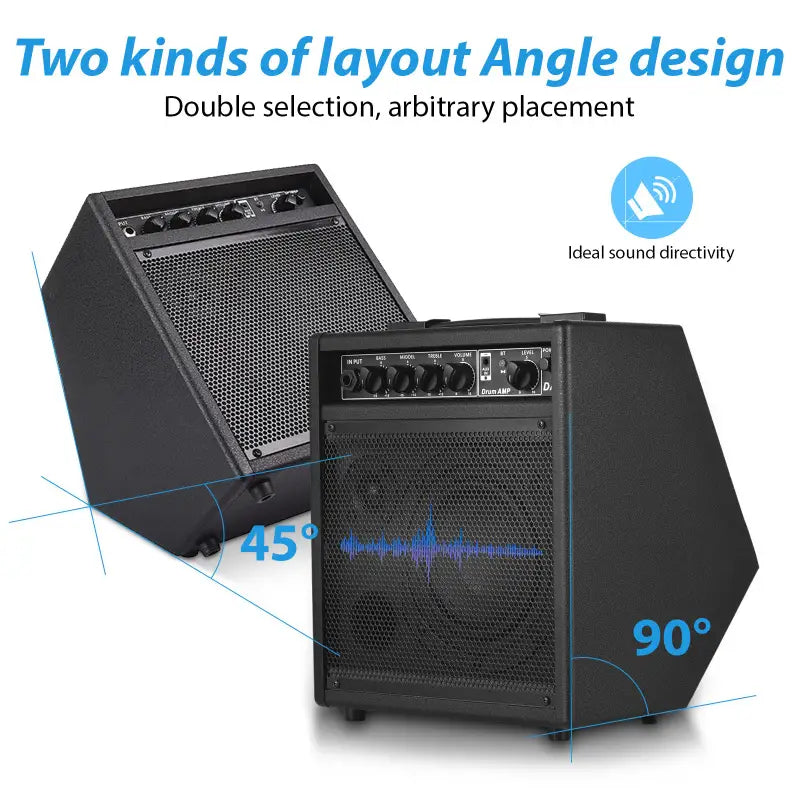 Electronic Drum Speaker 25W Portable BT Practice Drum Amplifier Speaker for Electric Drums Keyboard Wooden Guitars Home Practice
