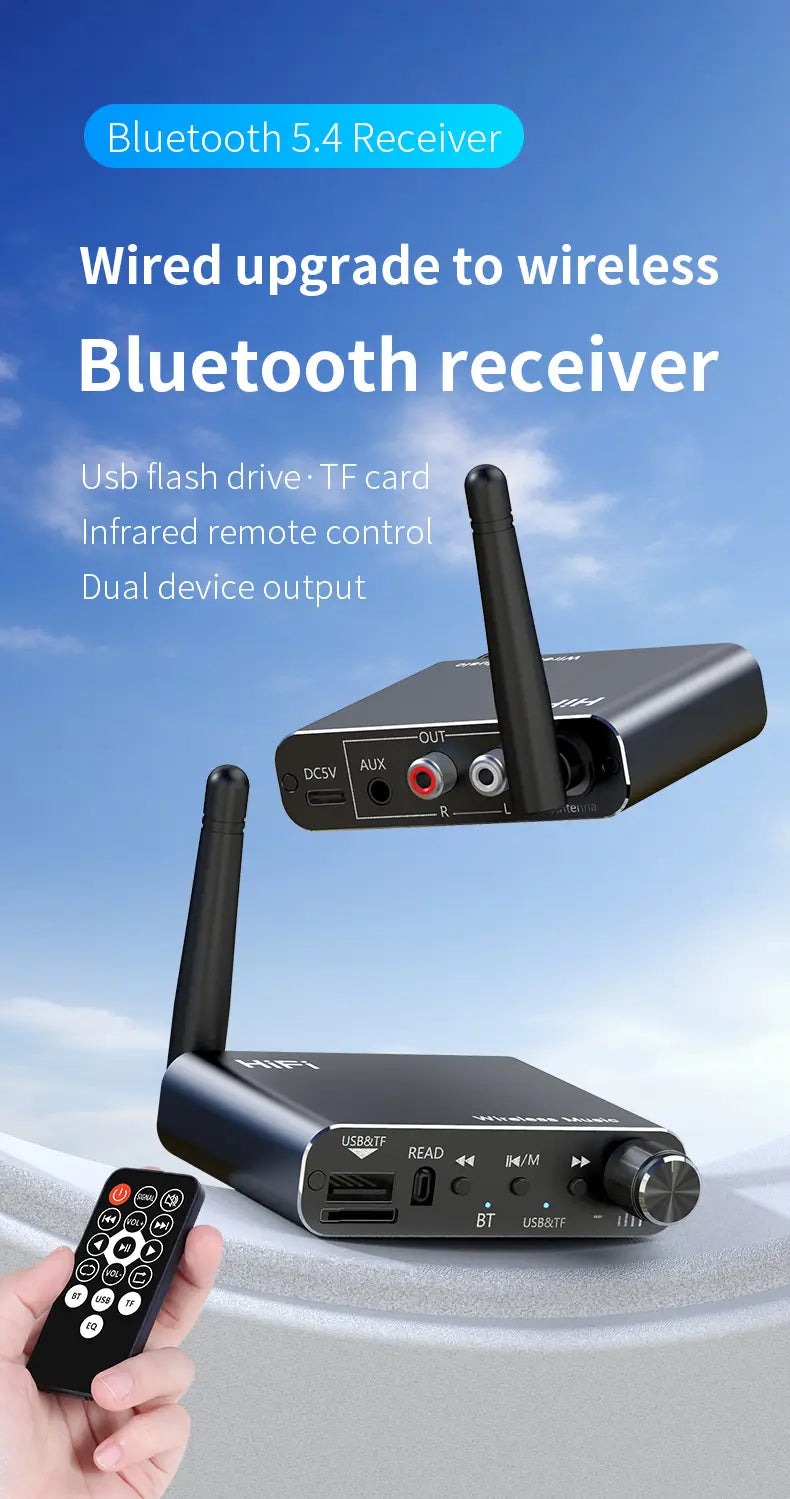 2 IN 1 Bluetooth 5.4 Audio Transmitter Receiver 3.5MM AUX RCA USB U-Disk HIFI Stereo Music Wireless Adapter DSP Decoding