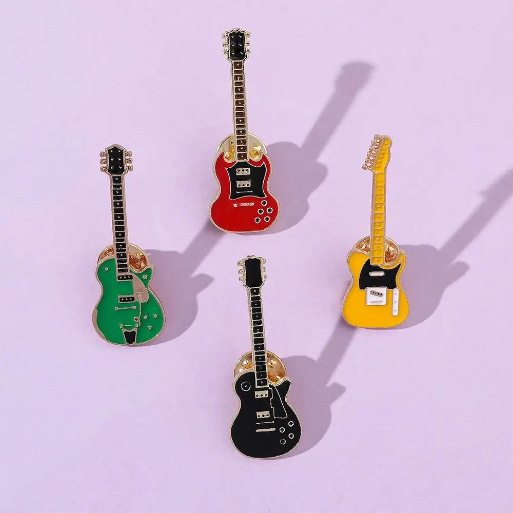 Clothing Accessories Rock Band Guitar Brooch Funny Cartoon Guitar Lapel Badge Metal Guitar Enamel Pins Denim Shirt